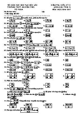 Kiểm tra giữa kỳ II môn Giải tích 12